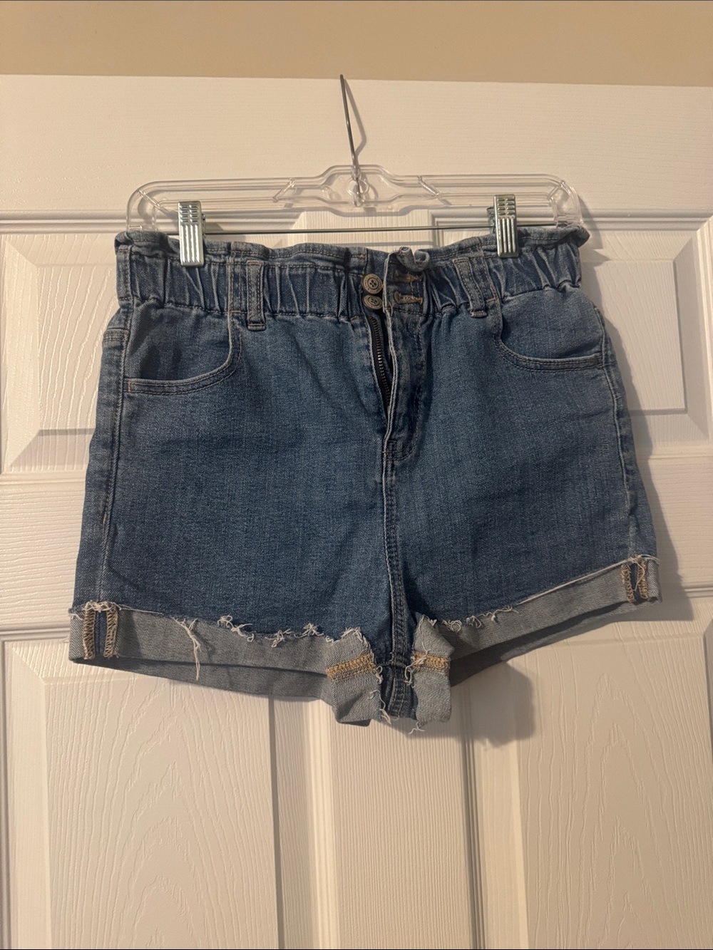 Altar'd State Denim Paperbag Waist Shorts - Blue